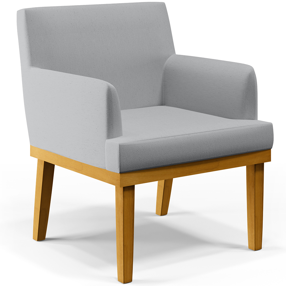 Kit 03 Poltronas Decorativas Para Sala De Estar Base Mel Beatriz W01 Linho Cinza - Lyam Decor