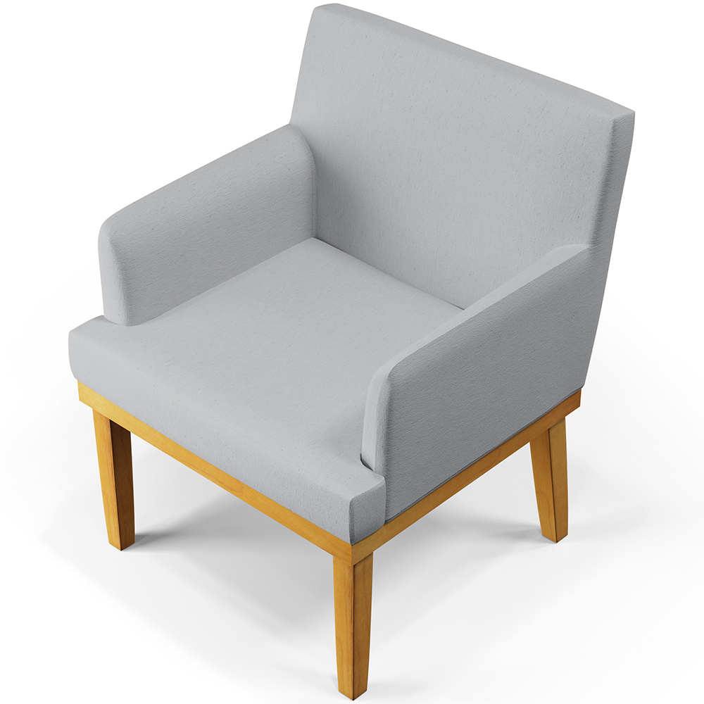 Kit 03 Poltronas Decorativas Para Sala De Estar Base Mel Beatriz W01 Linho Cinza - Lyam Decor