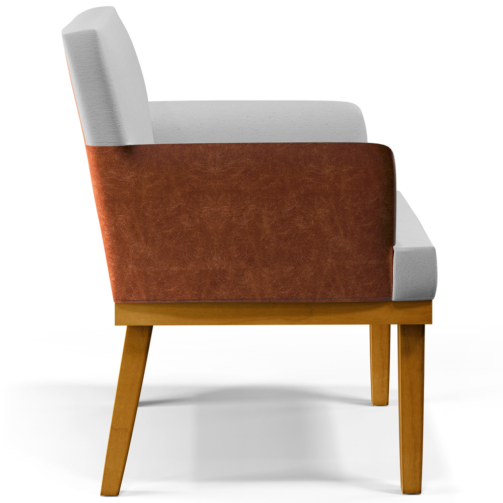 Kit 03 Poltronas Decorativas Para Sala Estar Beatriz W01 Linho Cinza Couríssimo Camel - Lyam Decor