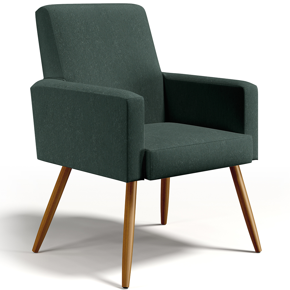 Kit 03 Poltronas Decorativas Para Sala Estar Maria W01 Pés Palito Linho Verde Musgo - Lyam Decor