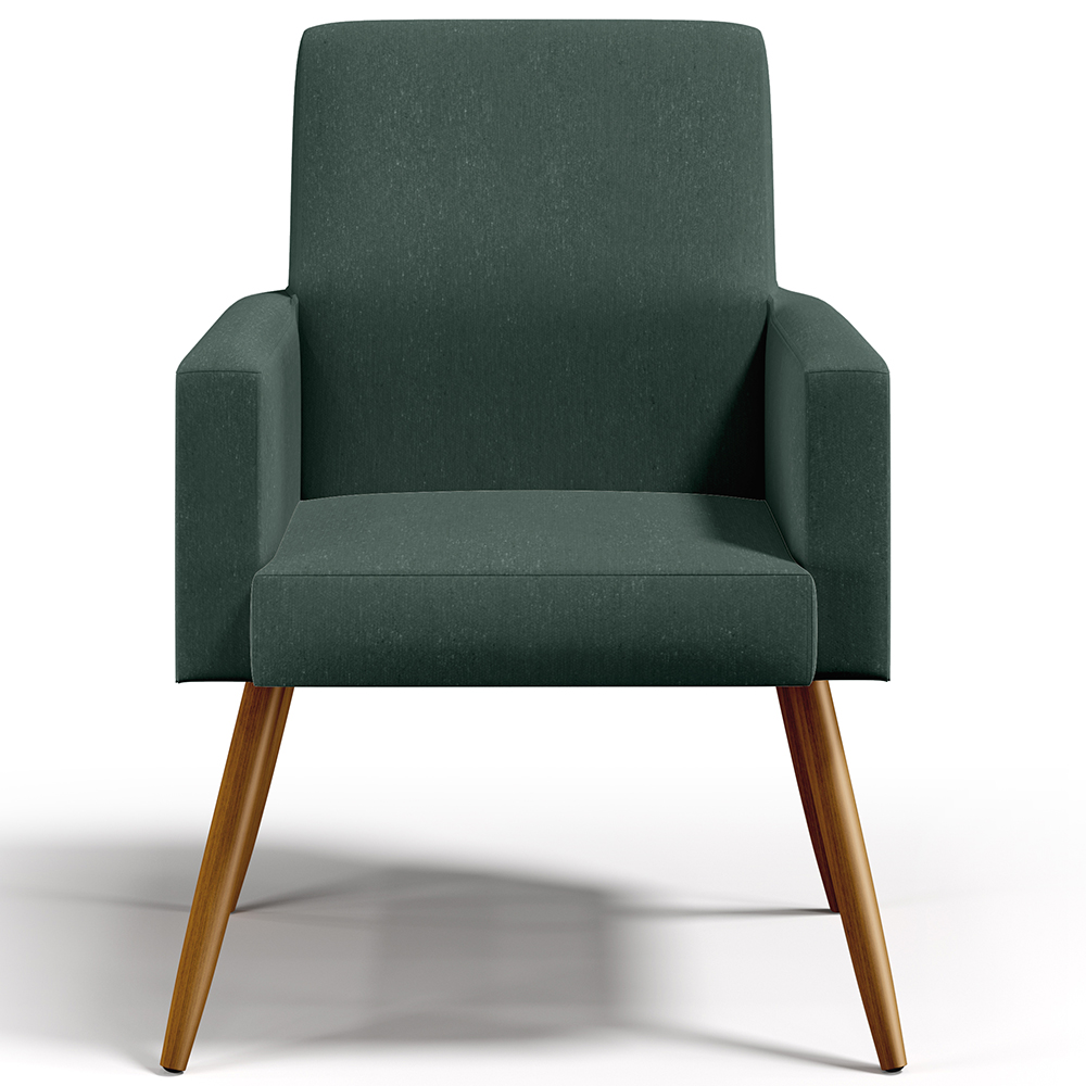 Kit 03 Poltronas Decorativas Para Sala Estar Maria W01 Pés Palito Linho Verde Musgo - Lyam Decor