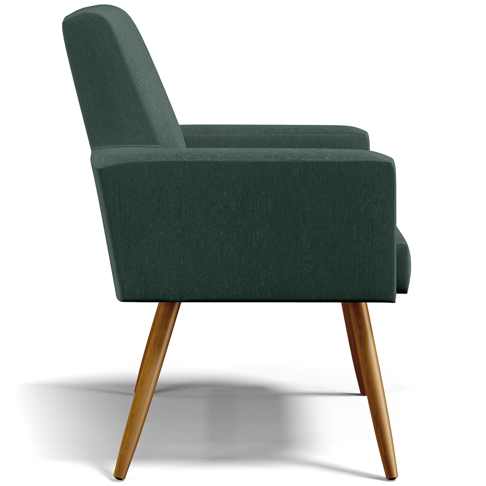 Kit 03 Poltronas Decorativas Para Sala Estar Maria W01 Pés Palito Linho Verde Musgo - Lyam Decor