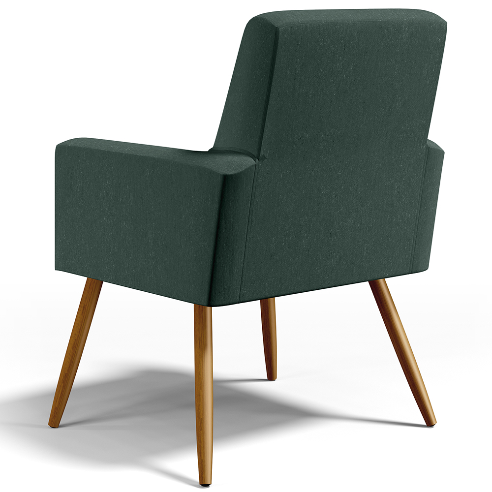 Kit 03 Poltronas Decorativas Para Sala Estar Maria W01 Pés Palito Linho Verde Musgo - Lyam Decor
