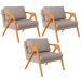 Kit 03 Poltronas Decorativas Para Sala Estar Pietra Estrutura De Madeira L02 Linho Bege - Lyam Decor