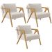 Kit 03 Poltronas Decorativas Para Sala Estar Pietra Estrutura De Madeira L02 Linho Cru - Lyam Decor