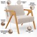 Kit 03 Poltronas Decorativas Para Sala Estar Pietra Estrutura De Madeira L02 Linho Cru - Lyam Decor