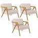 Kit 03 Poltronas Decorativas Para Sala Estar Pietra Estrutura De Madeira L02 Suede Bege - Lyam Decor