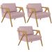 Kit 03 Poltronas Decorativas Para Sala Estar Pietra Estrutura De Madeira L02 Suede Rosê - Lyam Decor
