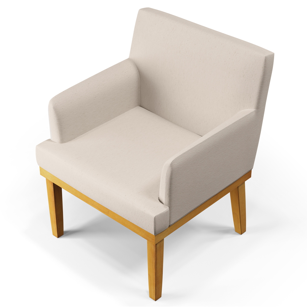 Kit 03 Poltronas Decorativas Para Sala de Estar Beatriz W01 Linho Cru - Lyam Decor