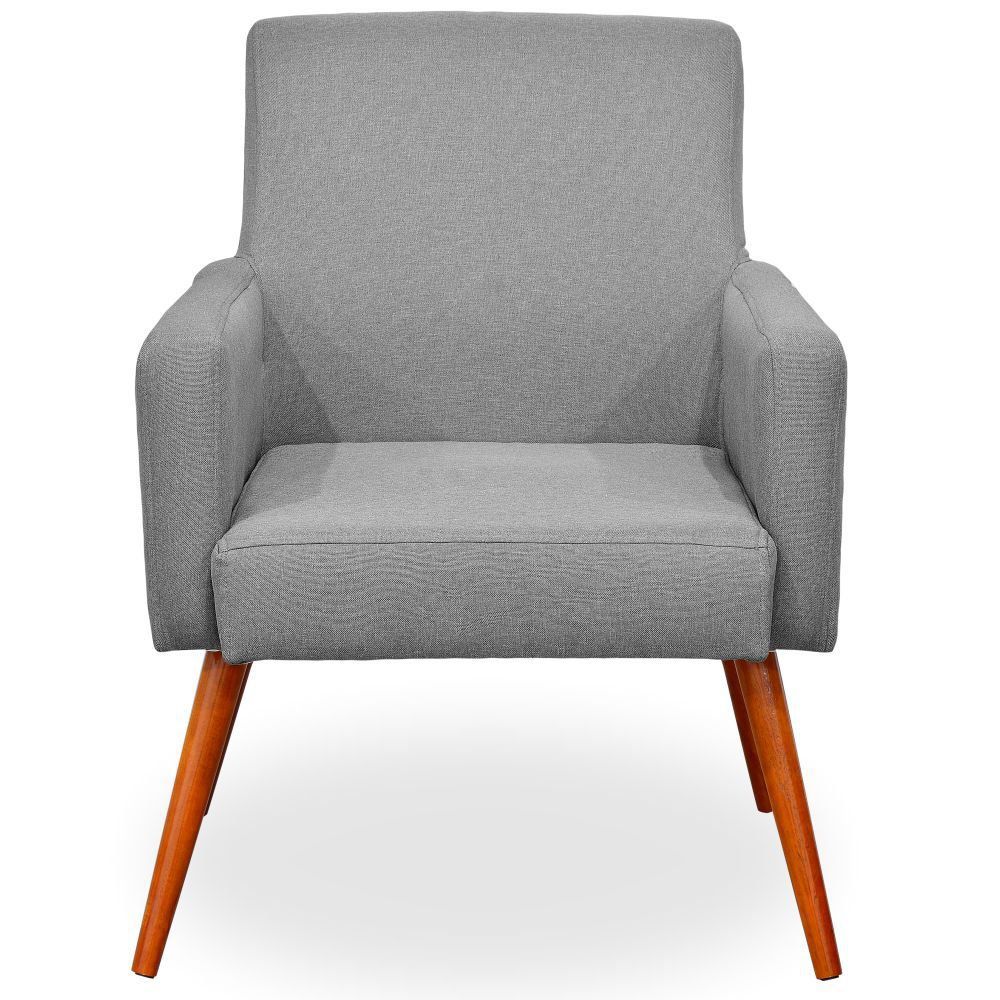 Kit 03 Poltronas Decorativas Para Sala de Estar Maria W01 Linho Cinza Escuro - Lyam Decor