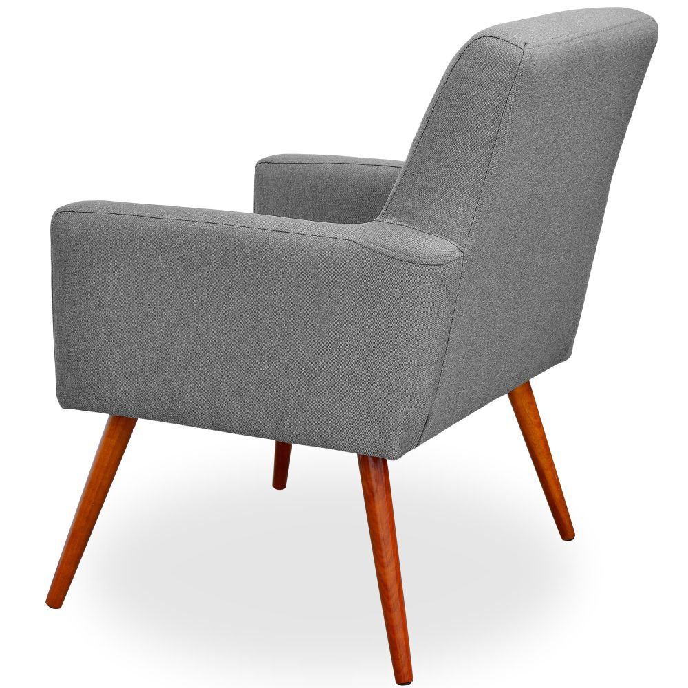 Kit 03 Poltronas Decorativas Para Sala de Estar Maria W01 Linho Cinza Escuro - Lyam Decor