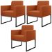 Kit 03 Poltronas Decorativas Sala Base Fixa Metal Helô L02 Tecido Terracota - Lyam Decor