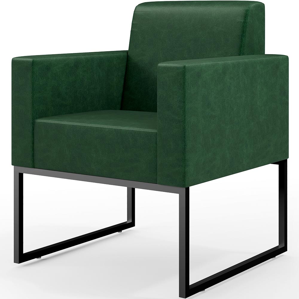 Kit 03 Poltronas Decorativas Sala Base fixa Metal Helô L02 Facto Verde Musgo - Lyam Decor