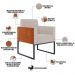 Kit 03 Poltronas Decorativas Sala Base fixa Metal Helô L02 Linho Bege Couríssimo Camel - Lyam Decor