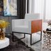 Kit 03 Poltronas Decorativas Sala Base fixa Metal Helô L02 Linho Cinza Couríssimo Camel - Lyam Decor