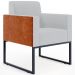 Kit 03 Poltronas Decorativas Sala Base fixa Metal Helô L02 Linho Cinza Couríssimo Camel - Lyam Decor