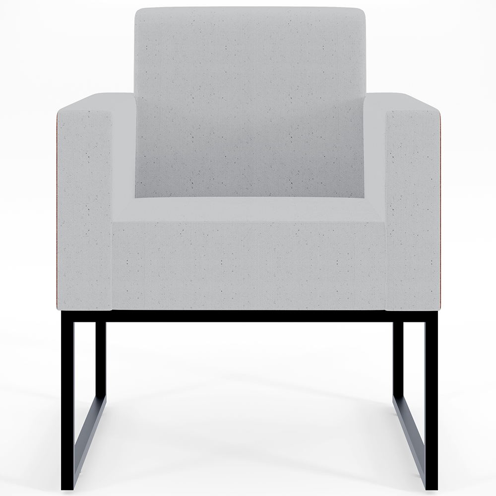 Kit 03 Poltronas Decorativas Sala Base fixa Metal Helô L02 Linho Cinza Couríssimo Camel - Lyam Decor