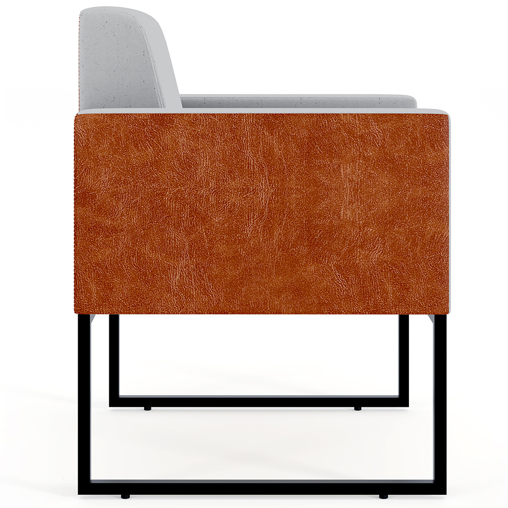 Kit 03 Poltronas Decorativas Sala Base fixa Metal Helô L02 Linho Cinza Couríssimo Camel - Lyam Decor