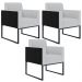Kit 03 Poltronas Decorativas Sala Base fixa Metal Helô L02 Linho Cinza Couríssimo Preto - Lyam Decor