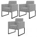Kit 03 Poltronas Decorativas Sala Base fixa Metal Helô L02 Pied Poule - Lyam Decor