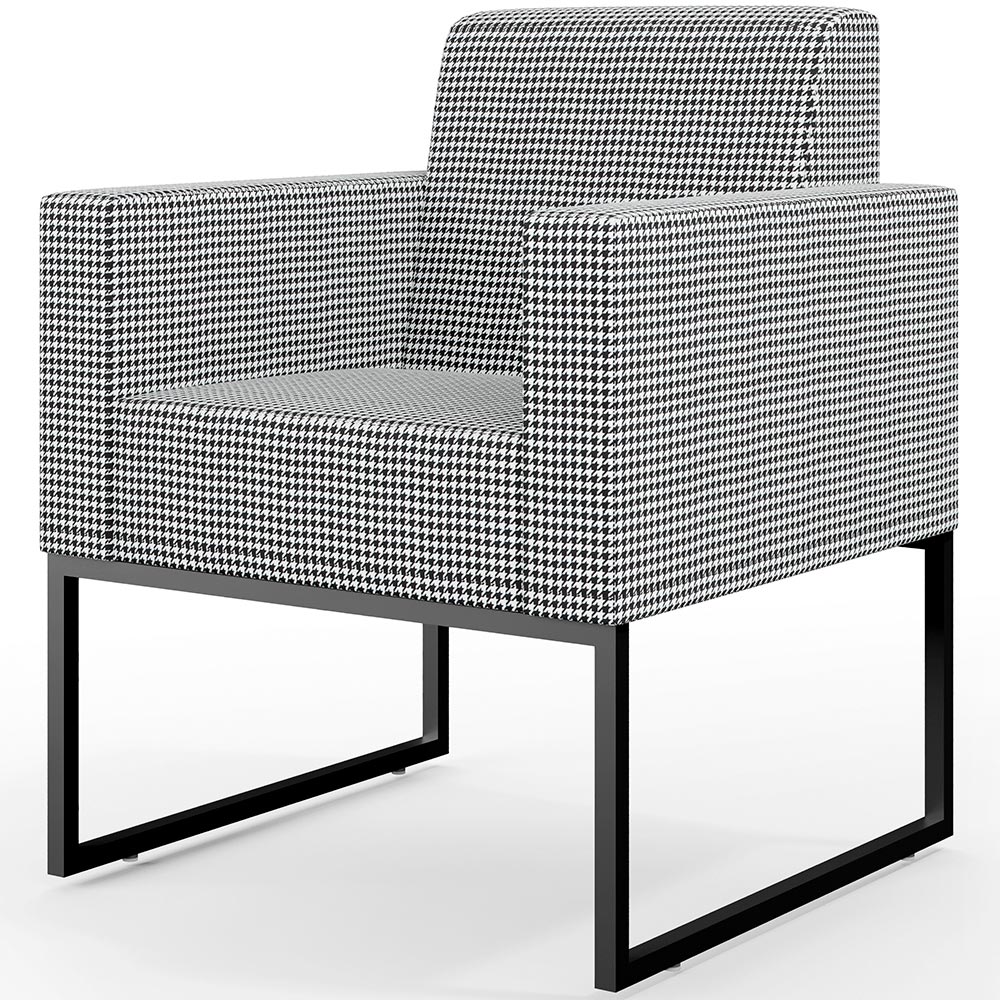 Kit 03 Poltronas Decorativas Sala Base fixa Metal Helô L02 Pied Poule - Lyam Decor