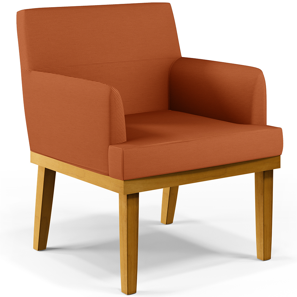 Kit 03 Poltronas Decorativas Sala De Estar Beatriz Base Mel W01 Tecido Terracota - Lyam Decor