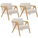 Kit 03 Poltronas Decorativas Sala Estar Pietra Estrutura De Madeira L02 Linho Champagne - Lyam Decor