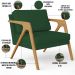 Kit 03 Poltronas Decorativas Sala Pietra Estrutura De Madeira L02 Suede Verde Musgo - Lyam Decor