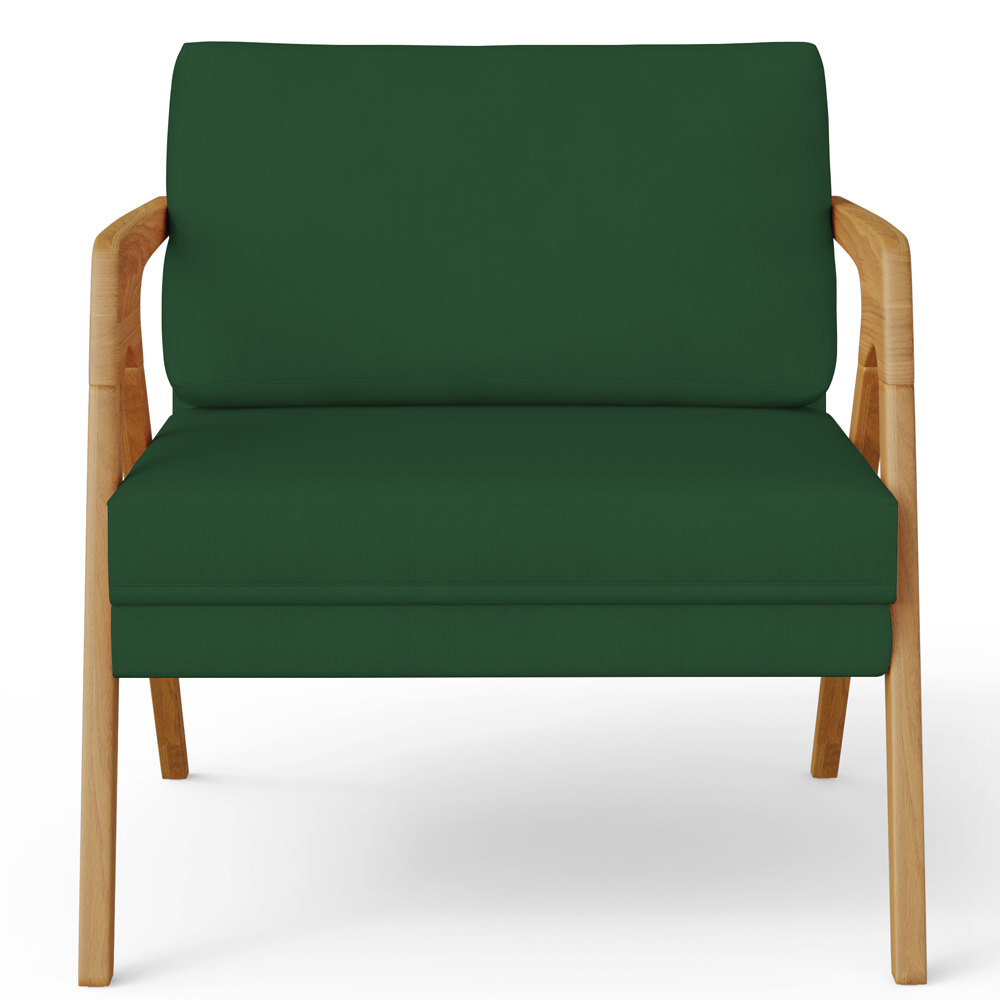 Kit 03 Poltronas Decorativas Sala Pietra Estrutura De Madeira L02 Suede Verde Musgo - Lyam Decor
