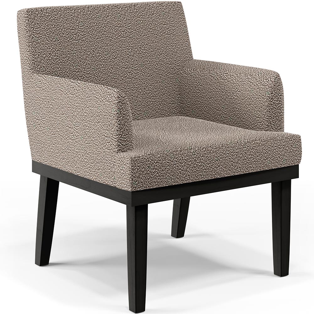Kit 03 Poltronas Decorativas Sala de Estar Base Preto Beatriz W01 Bouclê Bege - Lyam Decor
