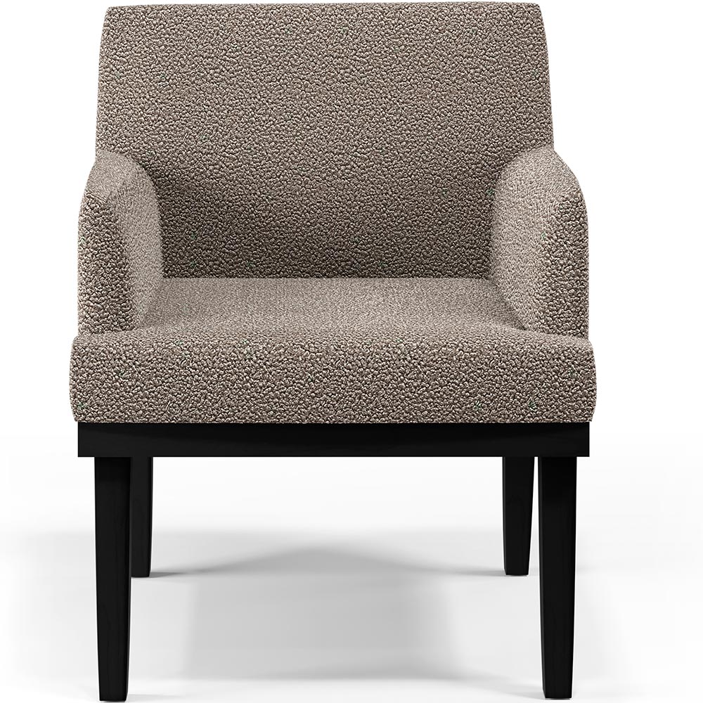 Kit 03 Poltronas Decorativas Sala de Estar Base Preto Beatriz W01 Bouclê Bege - Lyam Decor