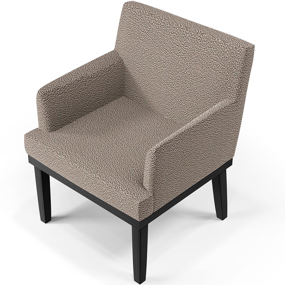 Kit 03 Poltronas Decorativas Sala de Estar Base Preto Beatriz W01 Bouclê Bege - Lyam Decor