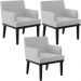 Kit 03 Poltronas Decorativas Sala de Estar Base Preto Beatriz W01 Bouclê Cinza - Lyam Decor