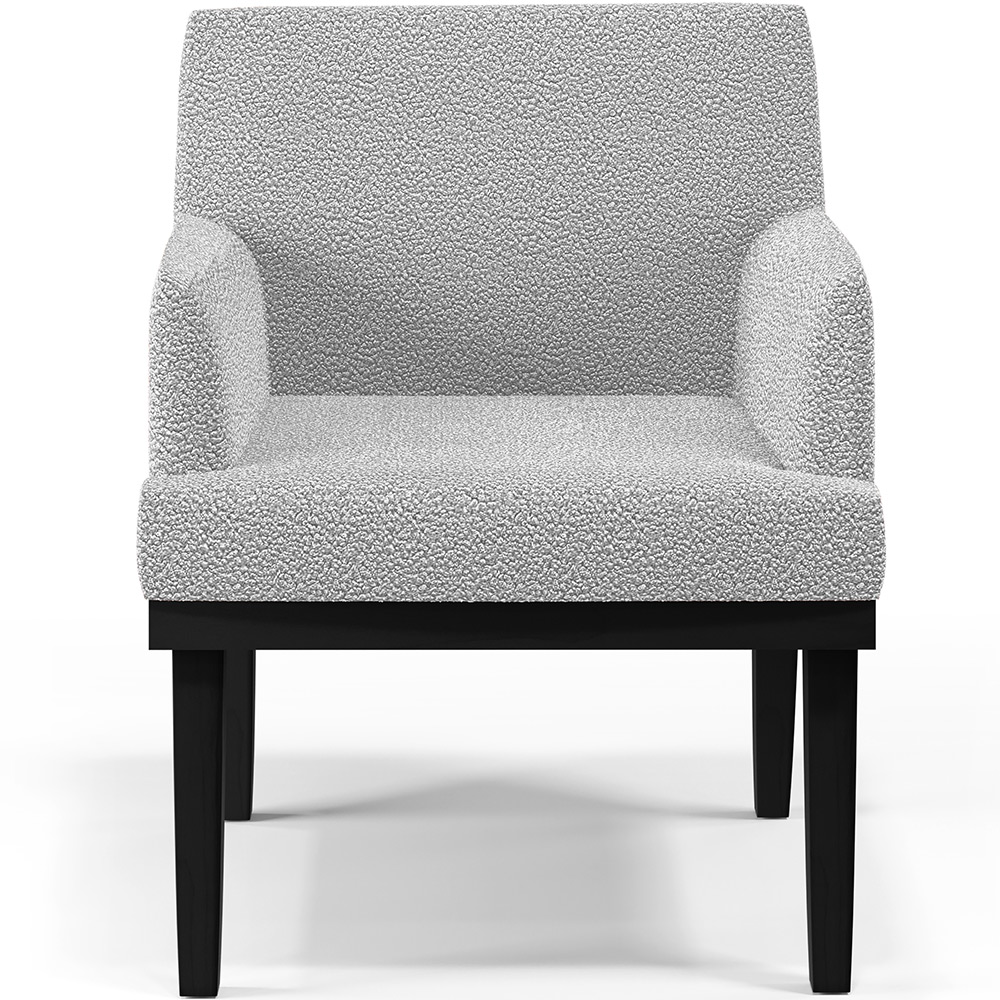 Kit 03 Poltronas Decorativas Sala de Estar Base Preto Beatriz W01 Bouclê Cinza - Lyam Decor