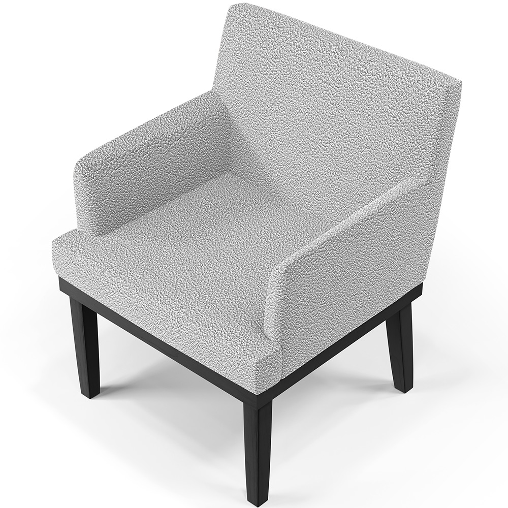 Kit 03 Poltronas Decorativas Sala de Estar Base Preto Beatriz W01 Bouclê Cinza - Lyam Decor