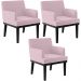 Kit 03 Poltronas Decorativas Sala de Estar Base Preto Beatriz W01 Bouclê Rosê - Lyam Decor