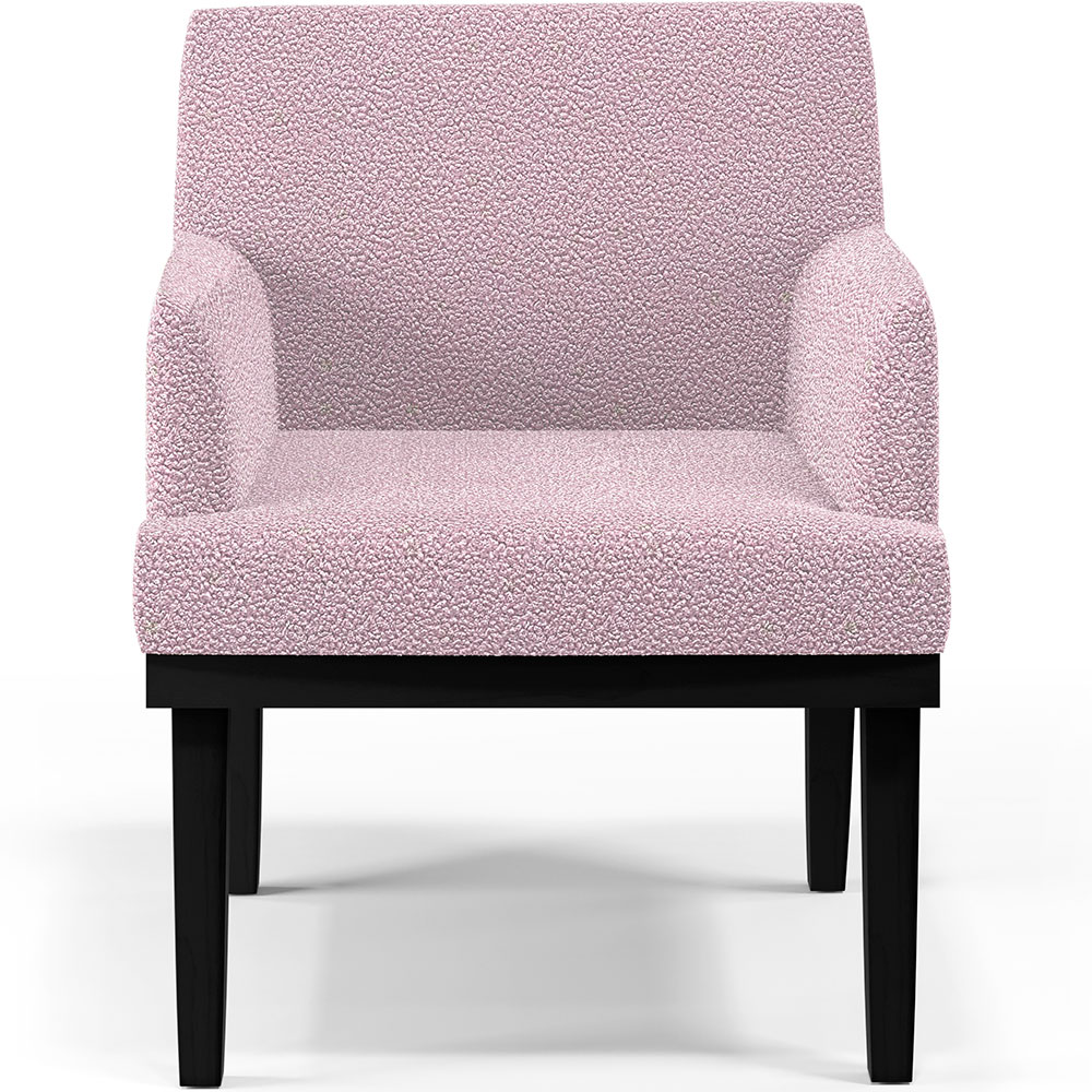 Kit 03 Poltronas Decorativas Sala de Estar Base Preto Beatriz W01 Bouclê Rosê - Lyam Decor