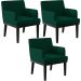 Kit 03 Poltronas Decorativas Sala de Estar Base Preto Beatriz W01 Bouclê Verde - Lyam Decor