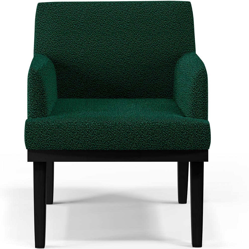 Kit 03 Poltronas Decorativas Sala de Estar Base Preto Beatriz W01 Bouclê Verde - Lyam Decor