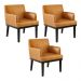 Kit 03 Poltronas Decorativas Sala de Estar Base Preto Beatriz W01 Couríssimo Whisky - Lyam Decor
