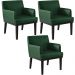 Kit 03 Poltronas Decorativas Sala de Estar Base Preto Beatriz W01 Facto Verde Musgo - Lyam Decor