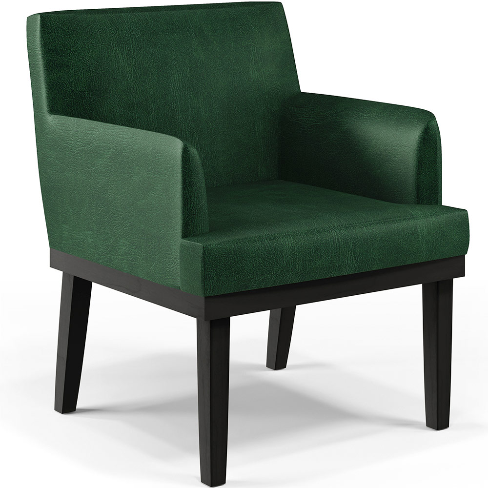 Kit 03 Poltronas Decorativas Sala de Estar Base Preto Beatriz W01 Facto Verde Musgo - Lyam Decor