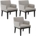 Kit 03 Poltronas Decorativas Sala de Estar Base Preto Beatriz W01 Linho Bege - Lyam Decor