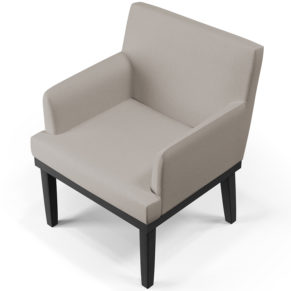 Kit 03 Poltronas Decorativas Sala de Estar Base Preto Beatriz W01 Linho Bege - Lyam Decor