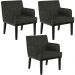 Kit 03 Poltronas Decorativas Sala de Estar Base Preto Beatriz W01 Linho Chumbo - Lyam Decor