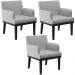 Kit 03 Poltronas Decorativas Sala de Estar Base Preto Beatriz W01 Linho Cinza - Lyam Decor