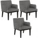 Kit 03 Poltronas Decorativas Sala de Estar Base Preto Beatriz W01 Linho Cinza Escuro - Lyam Decor