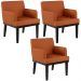 Kit 03 Poltronas Decorativas Sala de Estar Base Preto Beatriz W01 Tecido Terracota - Lyam Decor