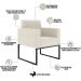 Kit 03 Poltronas Decorativas Sala e Recepção Base Fixa Metal Helô L02 Linho Champagne - Lyam Decor