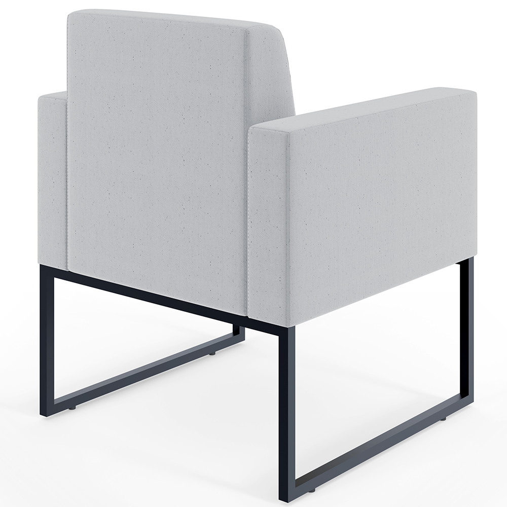 Kit 03 Poltronas Decorativas para Sala Recepção Base Fixa De Metal Helô L02 Linho Cinza - Lyam Decor